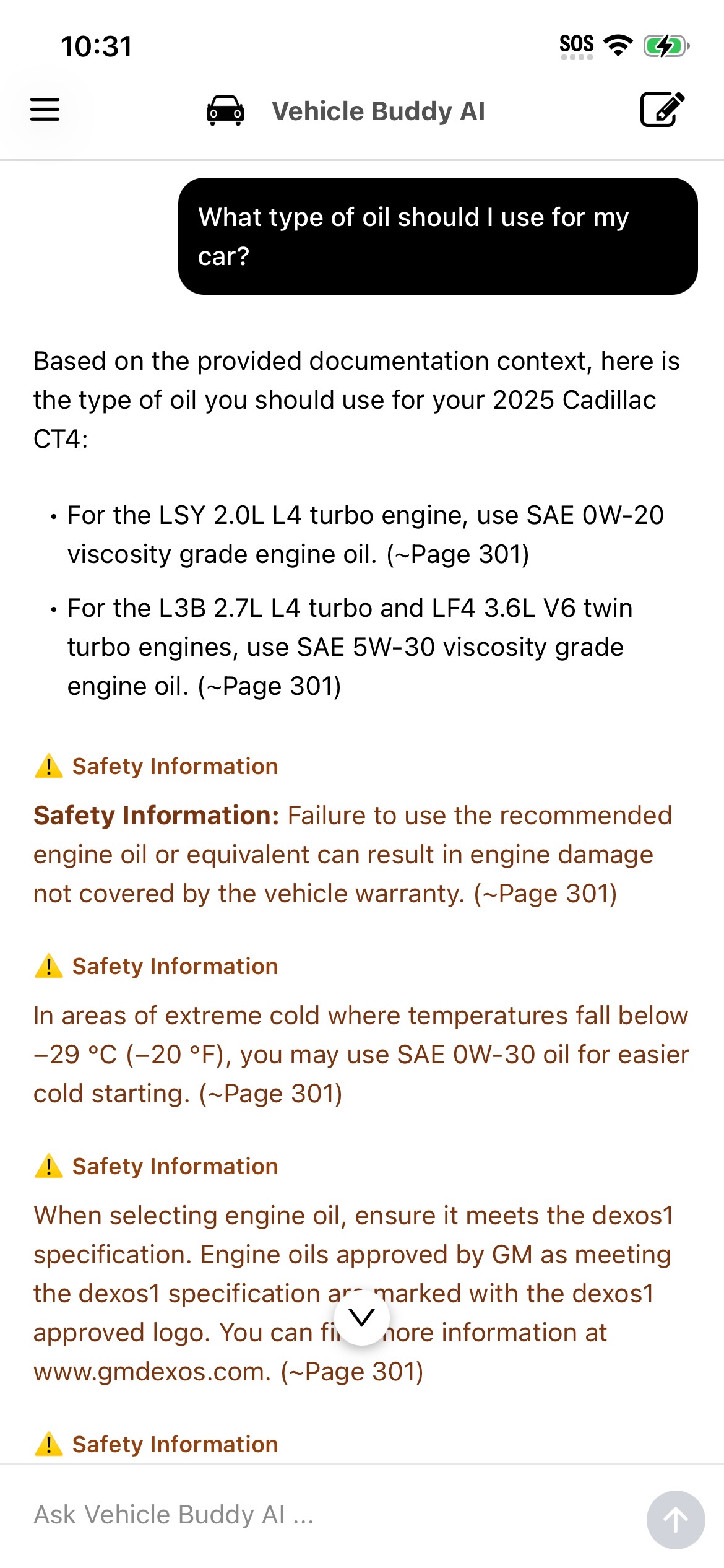 Ask AI about your vehicle