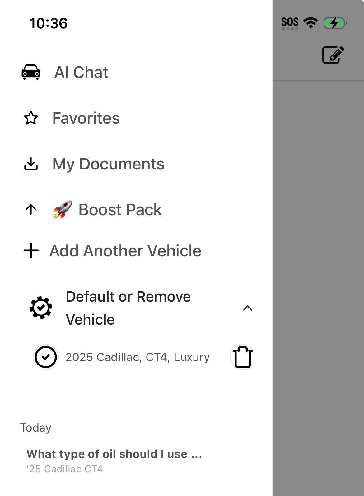 App features menu